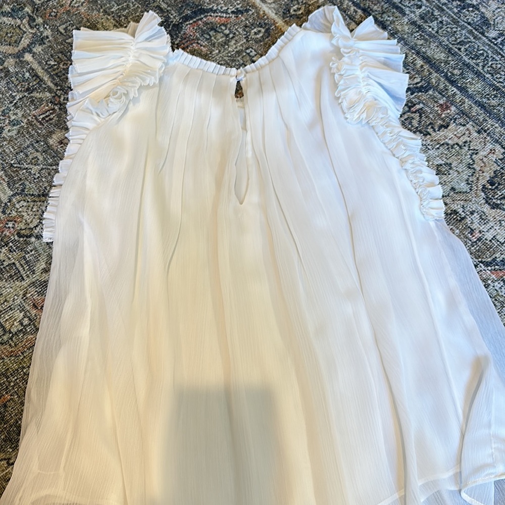 White House black market pleated ruffle sleeveless top - Picture 3 of 3